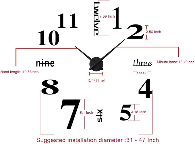FASHION in THE CITY Large Frameless 3D DIY Mirror Surface Wall Clocks Modern Design for Living Room Bedroom Home Office Kids Room Hotel Coffee Hall Bar Wall Decoration - Image 2