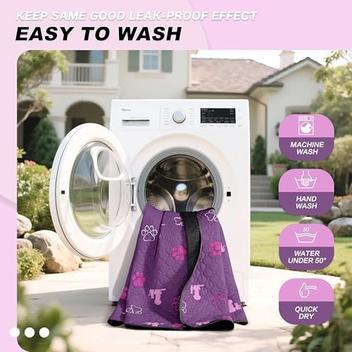 WanpeeGoo Washable Pee Pads for Dogs, Waterproof, 18 x 24 in, 4 Pack, Purp - Image 6