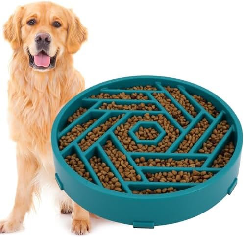 TOBYTO Slow Feeder Dog Bowls Large Medium Breed,Anti-Choking Slow Eating Dog Food Bowl,Non Slip Pet Slower Food Feeding Bowls Large Puzzle Slow Feeder Bloat Stop Maze Dog Dishes,Dark Green by TOBYTO