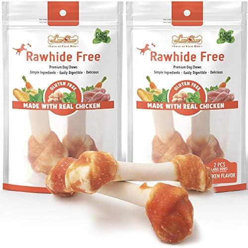 LuvChew Premium Dog Bones, Made with Real Chicken & Wholesome Vegetables, Rawhide Alternative, Large 2pcs/Pack x2packs by LuvChew