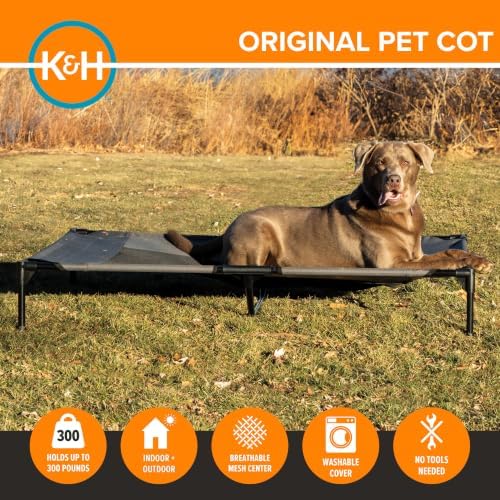K&H Outdoor Elevated Dog Bed for XL & Giant Pets, Charcoal, Jumbo 56x38in - Image 2