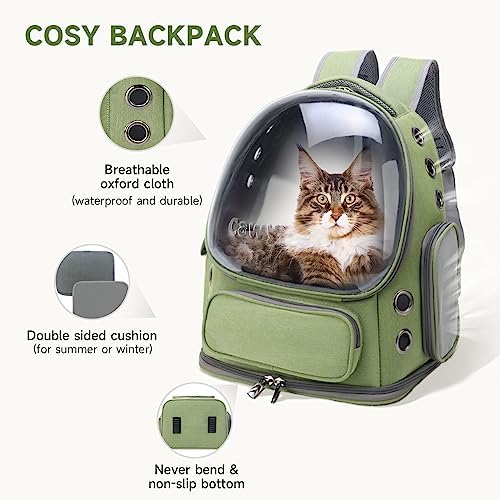 Cawypety Cat Backpack Carrier, Breathable Cat Carrier Large Space Bubble Pet Backpack for Kitty Small Dog up to 15lbs, Transparent & Foldable Pet Carrier for Travel Hiking - Image 6