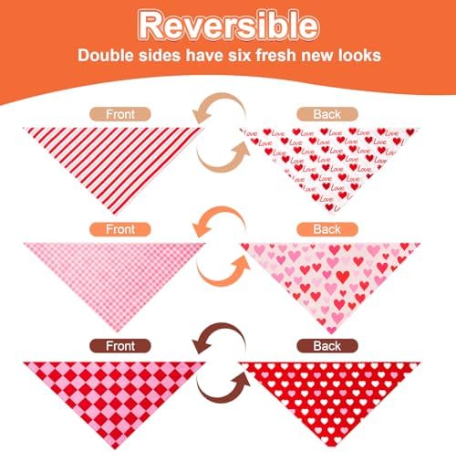 Valentines Dog Bandanas XLarge 3PCS, 6 Pattern Scarf for Boy Girl - Image 7
