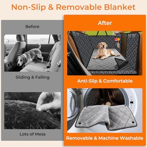 URPOWER Hard Bottom Dog Car Seat Cover, Back Seat Extender with Blanket - Image 3