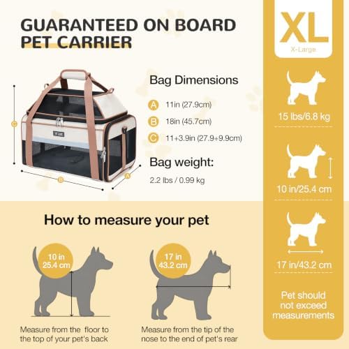 Lekereise Top-Expandable Pet Carrier 18x11x11Inch Delta American United Airline Approved Soft Sided Underseat to 15lbs Travel Carriers for Small Dogs Cats with Locking Safety Zippers Anti-Scratch Mesh - Image 3