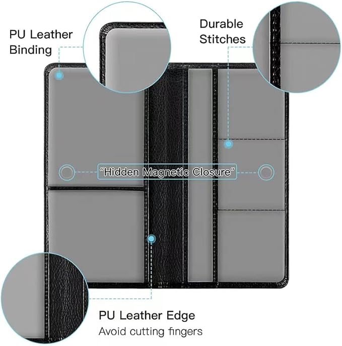 Valardoh Premium Car Registration and Insurance Card Holder, Car Document Holder for Cards, Driver License & other Essential Documents (Black) - Image 4