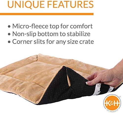 K&H Pet Products Self-Warming Dog Crate Bed, Machine Washable Dog Crate Mat, Tan X-Small 14 X 22 Inches (Pack of 2) - Image 3
