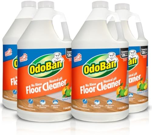 OdoBan Pet Solutions No Rinse Neutral pH Floor Cleaner Concentrate, Made in the USA, Splash O' Citrus Scent, 4 Gallons by OdoBan