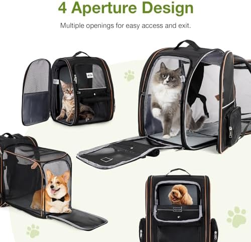 Large Cat Backpack Carrier Expandable Pet Carrier Backpack for Small Dogs Medium Cats Fit Up to 18 Lbs, Dog Backpack Carrier, Foldable Puppy Backpack Carrier for Travel,Black - Image 5