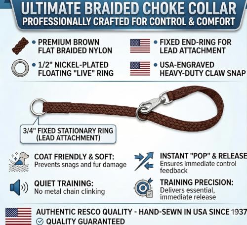 Resco Nylon Dominant Dog Collar for Training and Handling, 18", Brown - Image 5