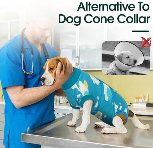 Kuoser Dog Recovery Suit, Female Male Spay Neuter Surgery Suit, Cloud, M - Image 3