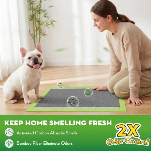 CROCI Charcoal Puppy Pads with Adhesive Tabs 2X Odor Control 22x22in 100Ct - Image 2