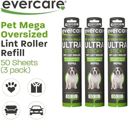 Evercare Pack of 3 All-Purpose Pet Mega Oversized Lint Roller Refills, 50 Sheets Each - Image 3