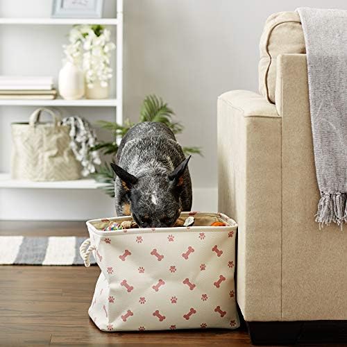 Bone Dry Pet Storage Collection Paw and Bone Print, Medium Rectangle, 16x10x12, Rose - Image 5