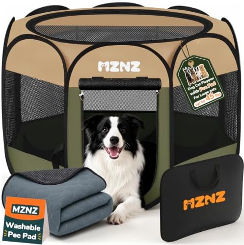 Dog Cat Small Animal Puppy Playpen with Pee Pad, Large, Olive Green by MZNZ