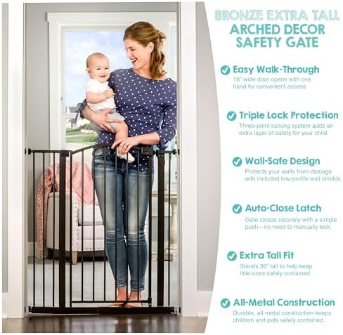 Regalo Safety 36" Extra Tall Arch Baby Gate, Bottom of Stairs & Doorways - Image 4
