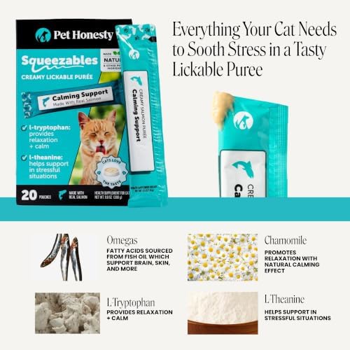 Pet Honesty Vet Backed Cat Calming Supplement Puree, Salmon, 20 Ct - Image 3