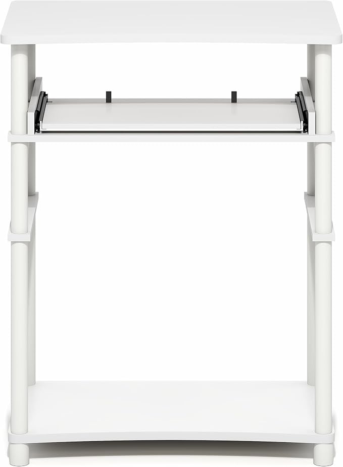 Furinno Home Desk, 23.6 Wide Gaming Desk with Keyboard Tray, Open Shelf Laptop Notebook Computer Desk, Office Desk for Home Office, Study Room, Dorm, Bedroom, White - Image 8