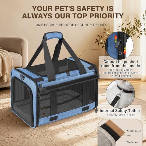 Soft Sided Cat Carrier for Anxious Pets with Privacy Roller Blinds - Image 7