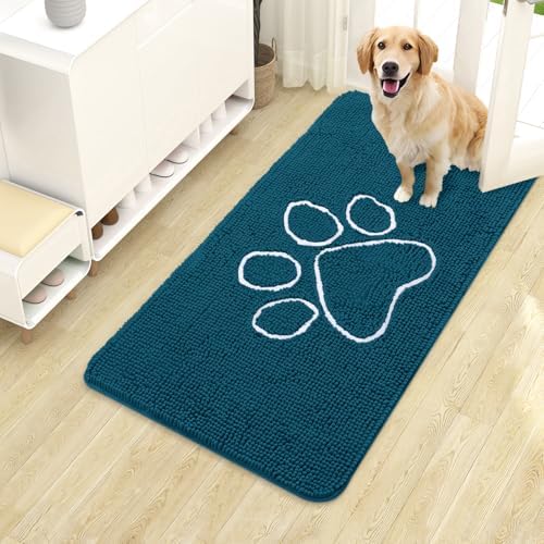 OLANLY Dog Door Mat for Muddy Paws 40x24, Paw Print Design Chenille Mud Mat by OLANLY