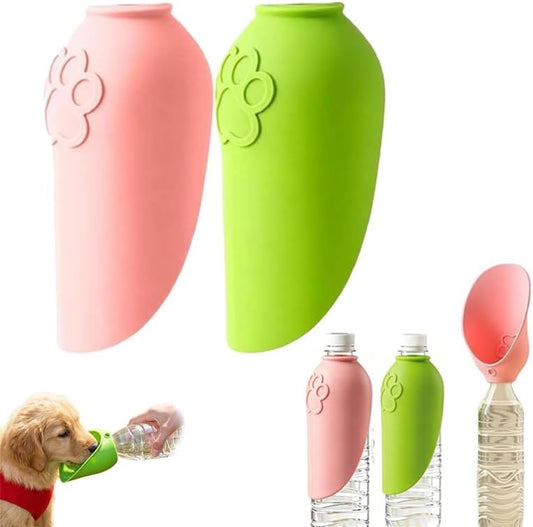 2Pcs Dog Water Bottle Adapter Portable Silicone Dog Water Dispenser for Standard Water Bottles,Leakproof Foldable Leaf Pet Dispenser Cap with Water Bowl Outdoor Pet Water Feeder Bowl for Dog Walking by Unknown