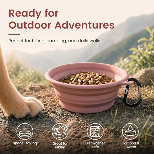 OHMO Collapsible Dog Bowls for Pet Travel, 12oz, 2pcs, Coral&Brick Red - Image 4