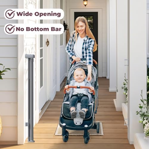42" Extra Tall Retractable Baby Gates, 76" Wide Dog Gate for Stairs - Image 5