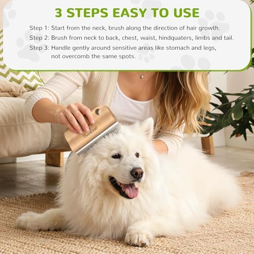 Pawaboo Deshedding Brush for Dogs&Cats, Wood Dog Hair Removal Comb, 5.1inch - Image 6