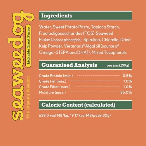 Lickable Purée Tubes, Vegan Squeeze Treats, Meal Topper for Picky Eaters, Vegan Seaweed Blend, Individually Wrapped 30g, Canned Pumpkin Puree Dog Alt - Image 2