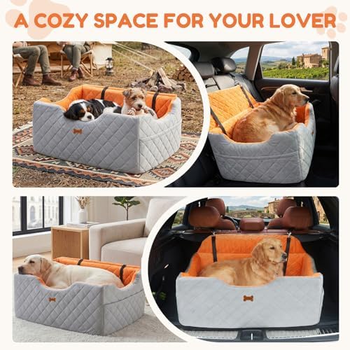 Dog Car Seat for Large Medium Dogs up to 55 lbs, Gray - Image 3