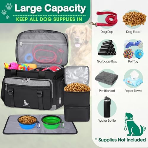 IGOLUMON Dog Travel Bag Pet Travel Bags Set for Supplies with Travel Bowls - Image 4