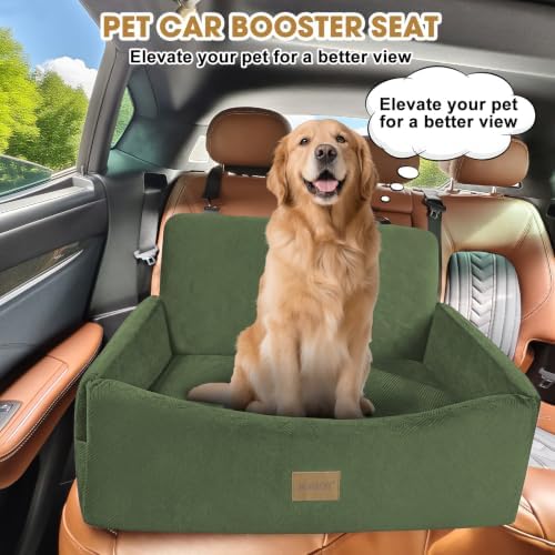 JOEJOY Dog Car Seat for Large Medium Sized Dogs Under 55 lbs, Dog Booster Seat for 2 Small Dogs with Detachable Washable Cover, Memory Foam Pet Car Seat with 2 Safety Belts and Storage Pockets - Image 3