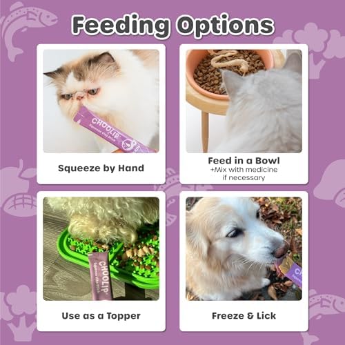 Choolip Squeeze Vita Stick Skin Support Lickable Cat and Dog Treats – 49-Count Multivitamin Sticks for Skin and Coat Health, Soft Puree for All Life Stages – Box with 7 Pouches - Image 6