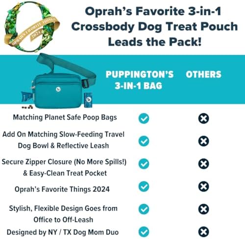 Puppington 3-in-1 Crossbody Dog Walking Bag & Treat Pouch with Matching Planet Safe Poop Bags & Built-In Dispenser - Dog Mom Gift for Puppy Training with Zippered Pockets (Lagoon Teal) - Image 6