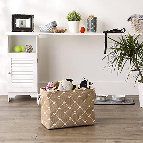Bone Dry Pet Storage Paw and Bone, Trellis Collection, Medium Rectangle, 16x10x12, Taupe - Image 5