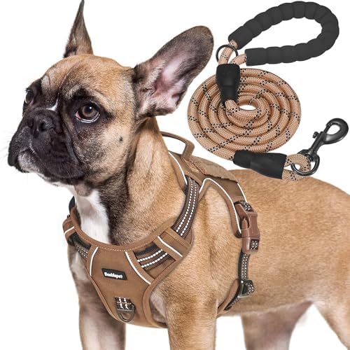 Beebiepet Tactical No Pull Dog Harness with Leash, Medium, Brown by Beebielove