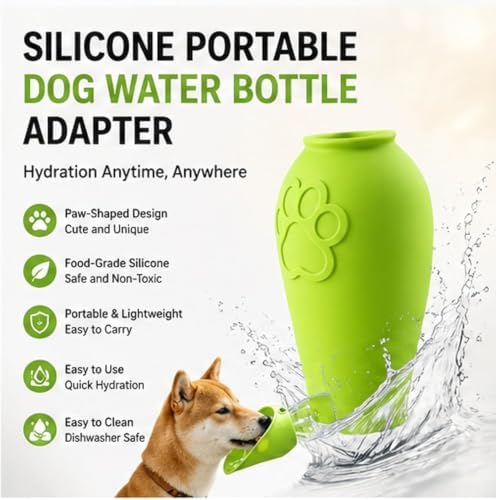 2Pcs Dog Water Bottle Adapter Portable Silicone Dog Water Dispenser for Standard Water Bottles,Leakproof Foldable Leaf Pet Dispenser Cap with Water Bowl Outdoor Pet Water Feeder Bowl for Dog Walking - Image 3