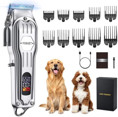Dog Clippers for Grooming Thick Hair, Quiet Rechargeable Pet Shaver by VOXGET