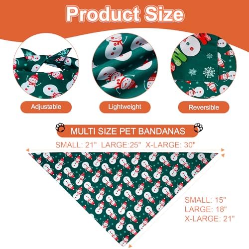 Christmas Dog Bandanas Small 3PCS, 6 Pattern Scarf for Boy and Girl - Image 3