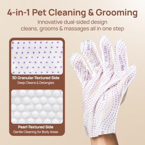 HICC PET Cleaning Glove Wipes PRO for Dogs & Cats, 6PCS Coconut Scent. - Image 2