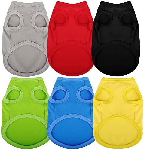 Paiaite 6 Pieces Plain Dog Shirt Sleeveless Puppy Cotton Dog Shirts Breathable Pet Apparel Tank Top Colorful Puppy Sweatshirt Clothes for Small Medium Dogs S - Image 2
