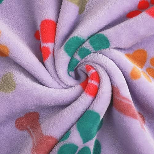 Luciphia 1 Pack 3 Blankets Fluffy Premium Fleece Pet Blanket Flannel Paw Bone Printed Throw for Dog Cat(Medium 30x20'', Purple/Pink/White) - Image 5