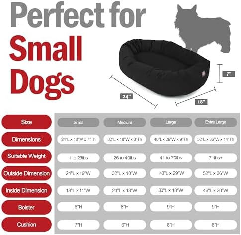 Majestic Pet 24 Inch Suede Calming Dog Bed Washable – Cozy Soft Round Dog Bed with Spine Support for Dogs to Rest Their Head - Fluffy Donut Dog Bed 24x19x7 (Inch) - Round Pet Bed Small – Black (2025) - Image 3