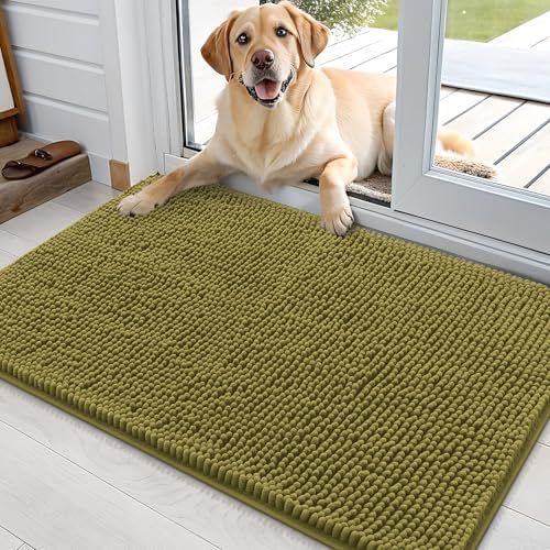 OLANLY Dog Door Mat for Muddy Paws 35x24, Super Absorbent Chenille Mud Mat by OLANLY