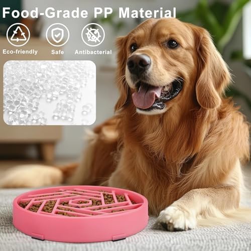 TOBYTO Slow Feeder Dog Bowls Large Medium Breed,Anti-Choking Slow Eating Dog Food Bowl,Non Slip Pet Slower Food Feeding Bowls Large Puzzle Slow Feeder Bloat Stop Maze Dog Dishes,Pink - Image 2