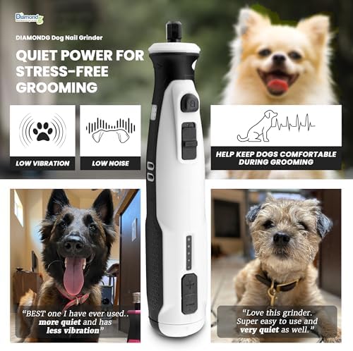 Diamondg Cordless Dog Nail Grinder - Quiet Sound with LED Light, White - Image 2