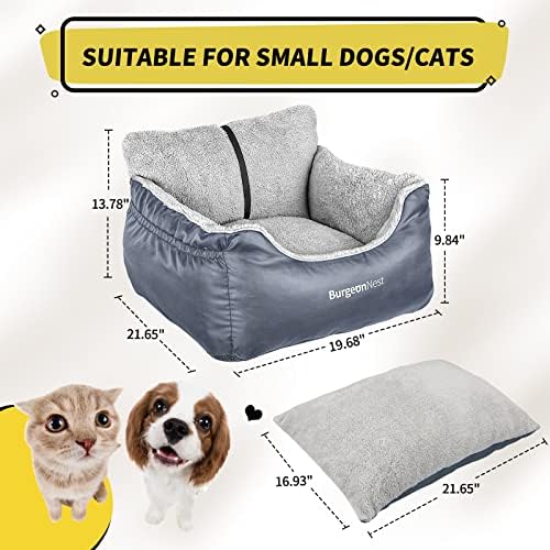 BurgeonNest Dog Car Seat for Small Dogs & Cats Under 25 lbs, Grey - Image 2