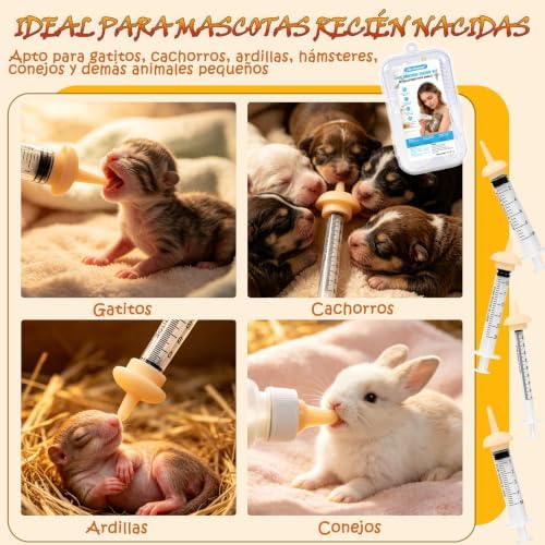 Pet Nursing Feeder Kit, 13PCS Kitten Puppy Feeding Set, Hand Feeding Syringe with Soft Silicone Nipples for Newborn Puppies, Kittens, Hamsters, Rabbits, Small Animals (White) - Image 5