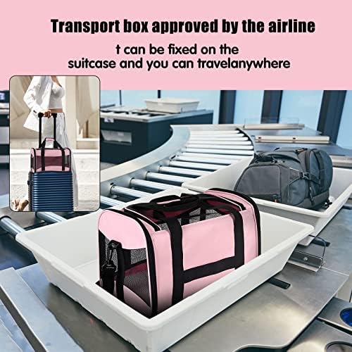 Cat Carrying Case - Pet Carrier Airline Approved, Protable and Breathable Pet Travel Carrier Removable Fleece Pad, Collapsible Cat Carrier Dog Carrier for Medium Cats Small Cats Dogs (Small, Pink) - Image 6