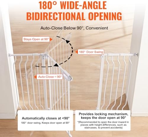 VEVOR 29.5-53" Extra Wide Safety Gate for Stairs, Auto Close Dog Gate for The House, Easy Install Pressure Mounted Pet Gates for Doorways, Easy Walk Thru Wide Safety Gate for Dog, White - Image 4